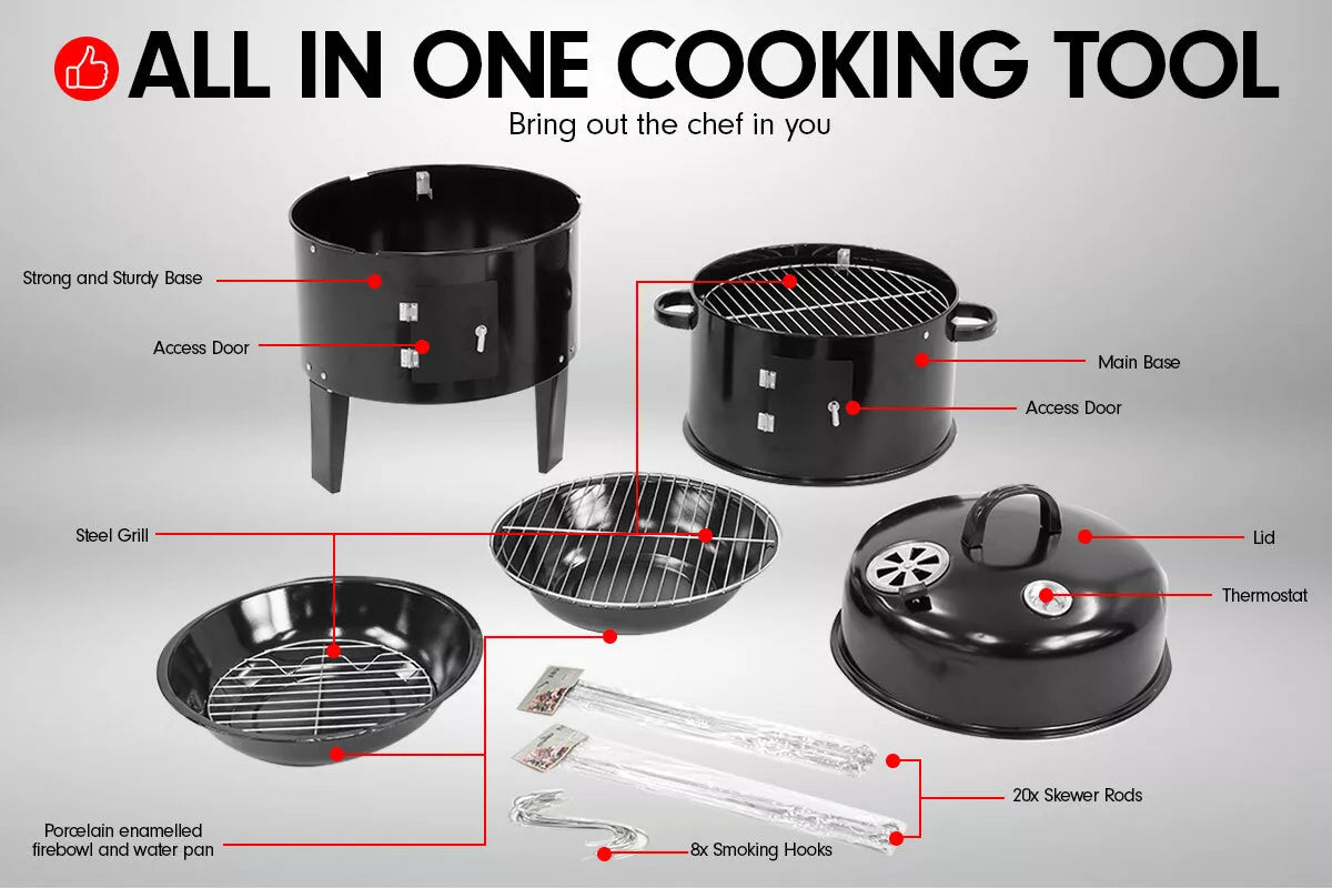 3in1 BBQ Grill Roaster Smoker