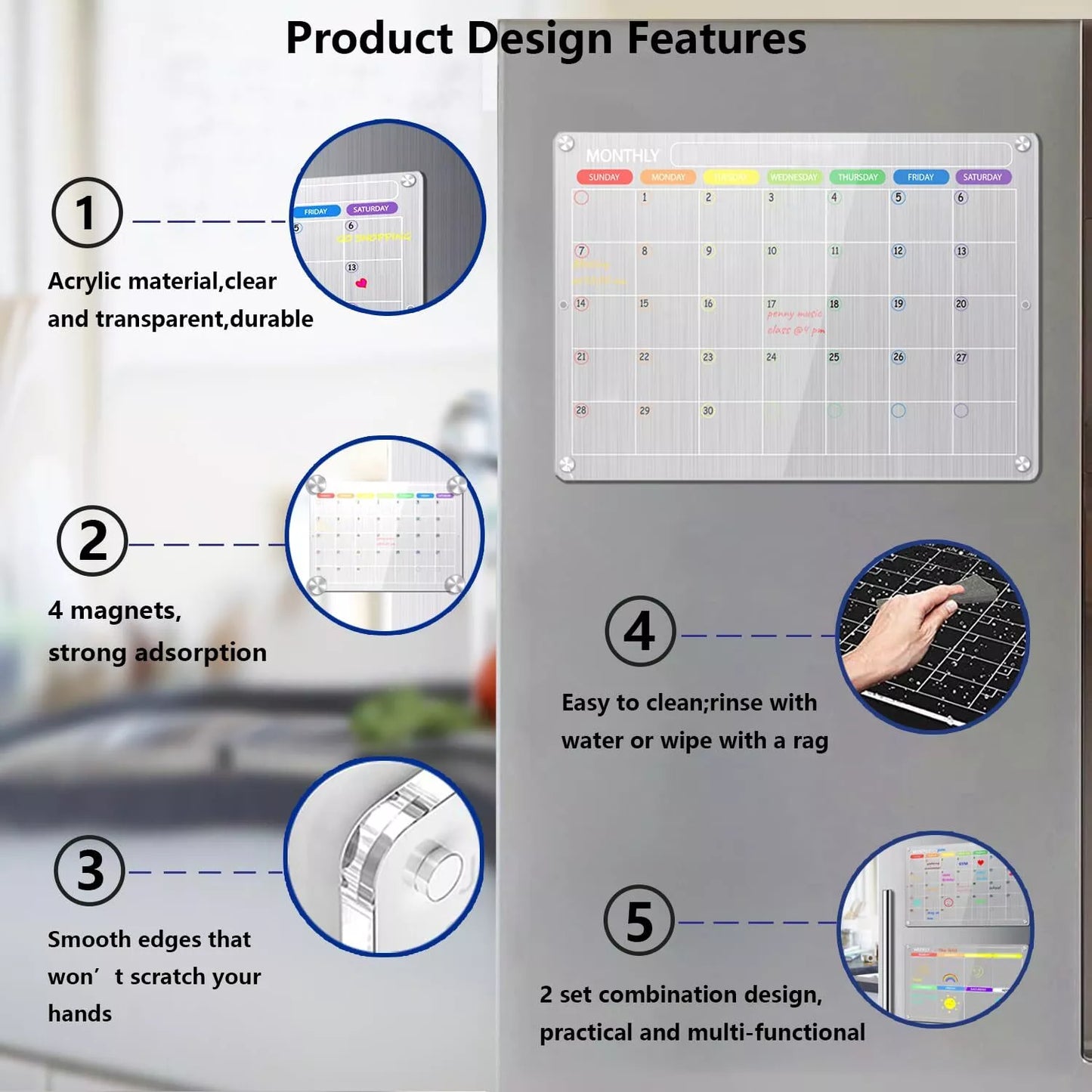 2pcs Magnetic Fridge Planner Set