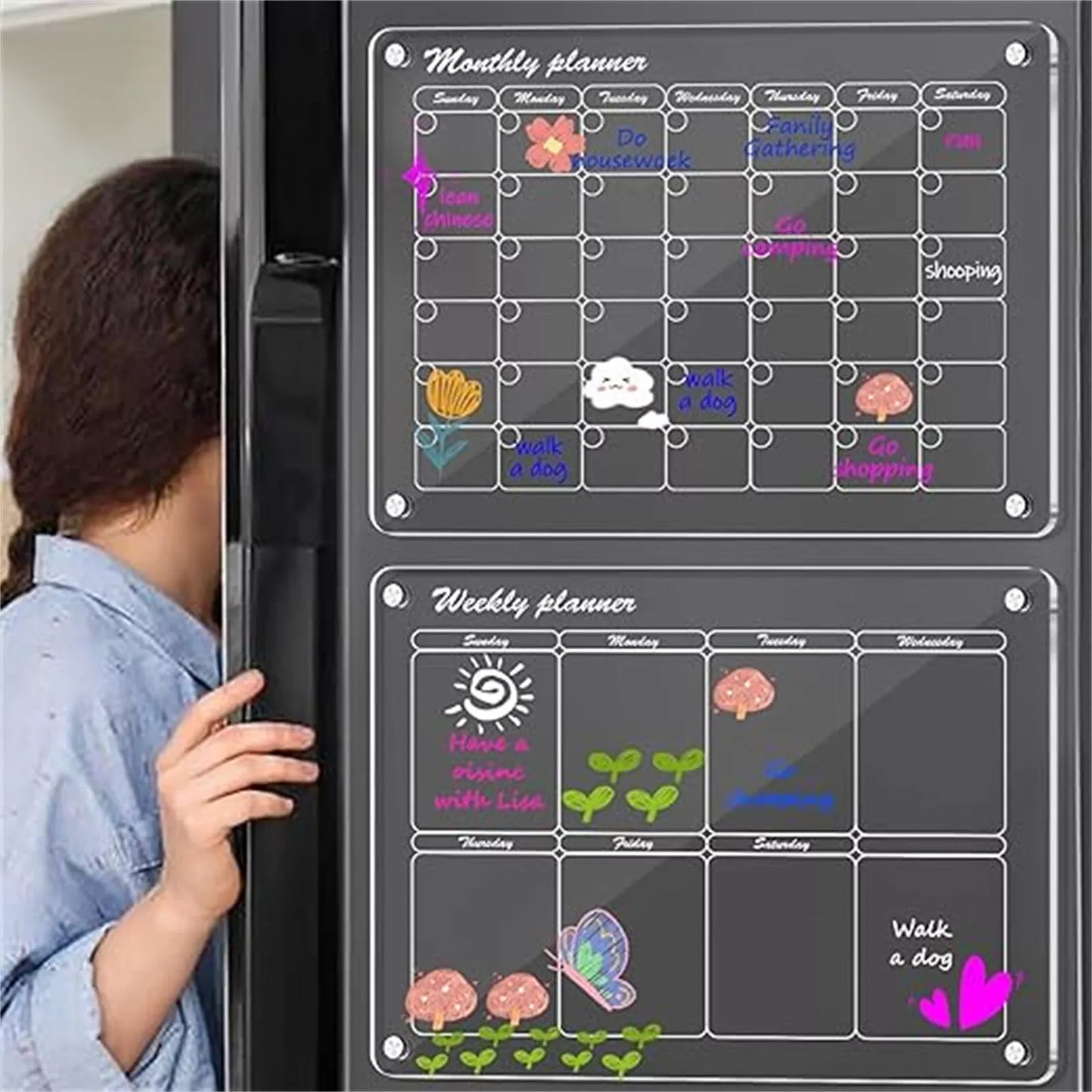 2pcs Magnetic Fridge Planner Set
