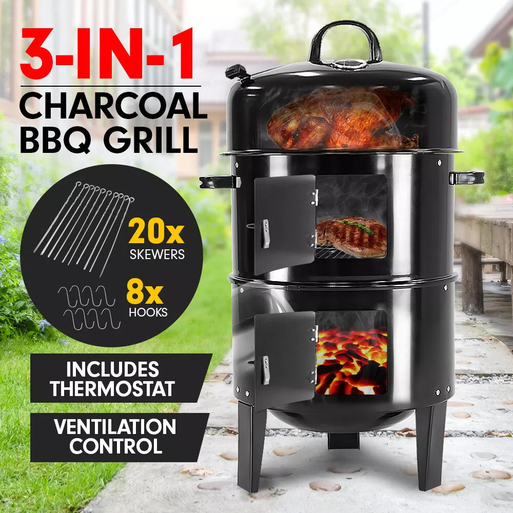 3in1 BBQ Grill Roaster Smoker